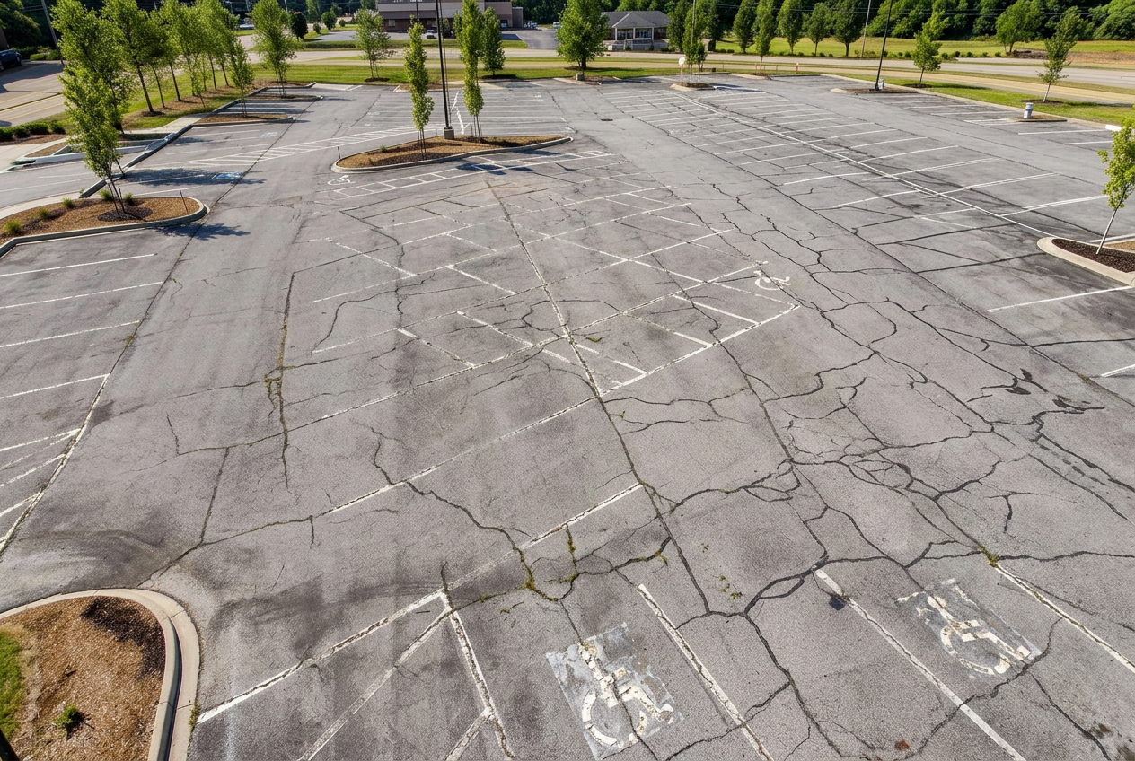 Before — faded parking lot